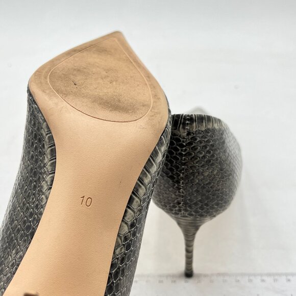 YDN Grey Snake Print High Heel Pumps Pointed Toe Dress Shoes for Office Lady - Picture 6 of 8